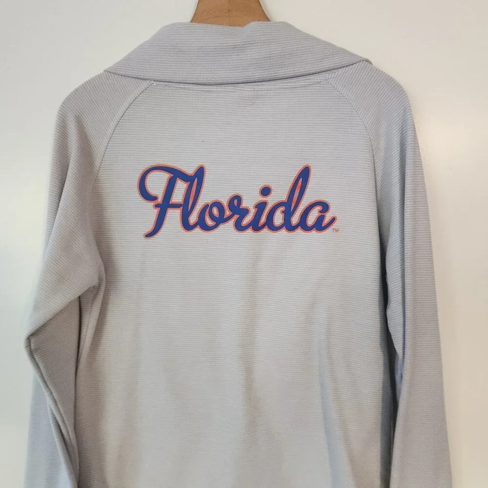 Florida Gators Full  Zip‎ Jacket Light Gray Striped Collared NCAA Womens XL